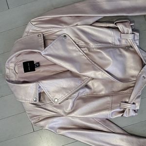 Metallic rose gold biker jacket